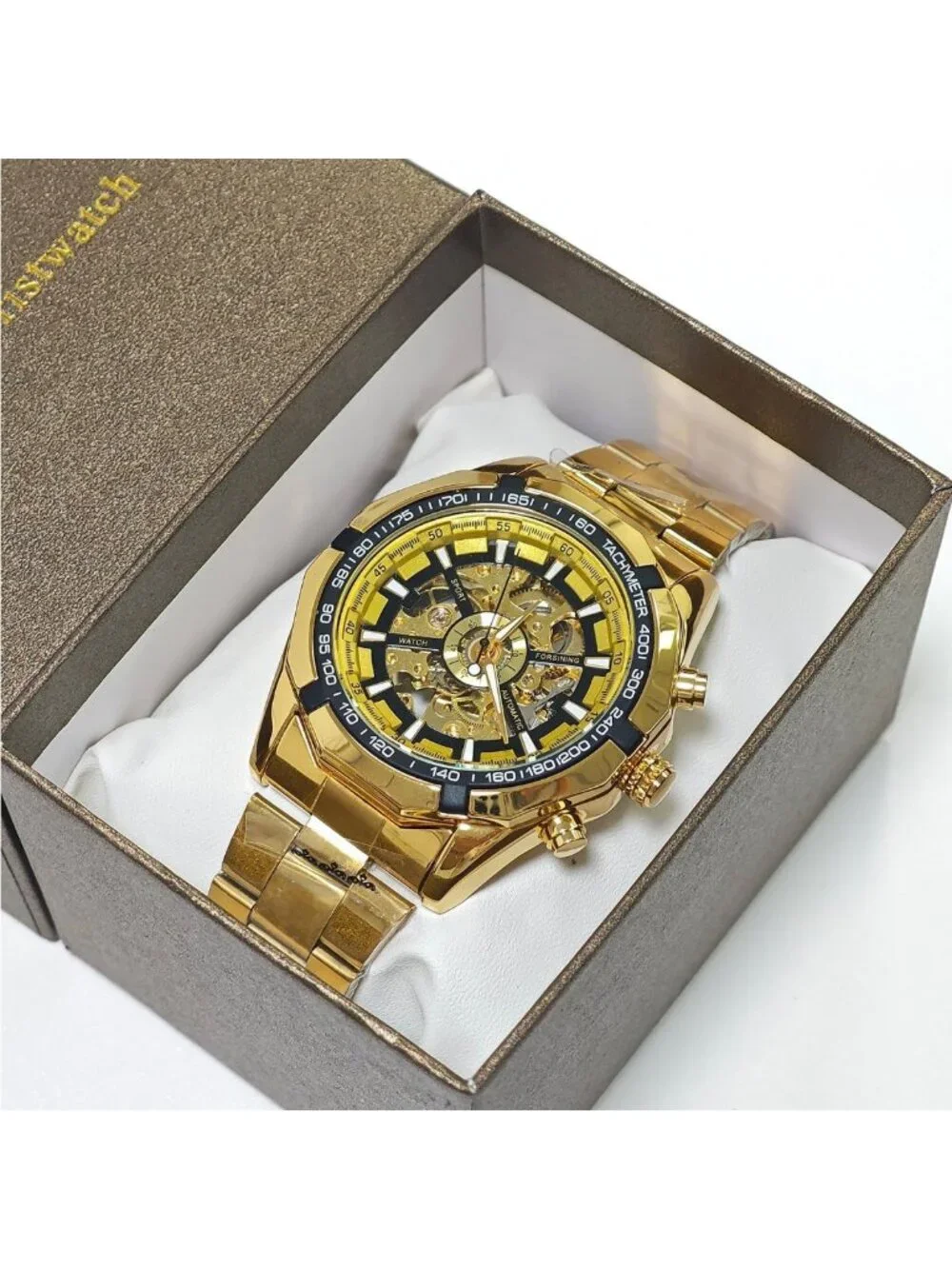 Luxury Mechanical Skeleton Watch, Waterproof Stainless Steel, Self-Winding